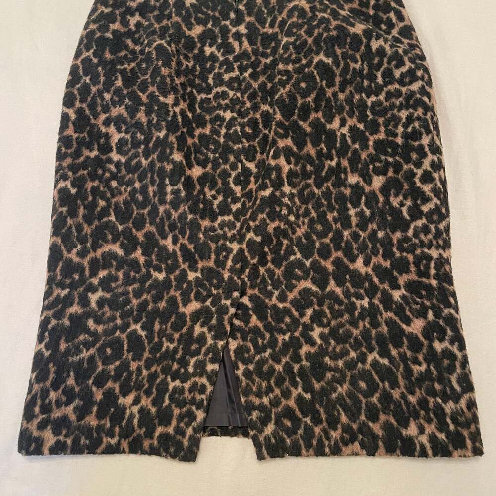 Talbots Leopard Faux Mohair Wool Pencil Skirt - Size 8 - Picture 4 of 5